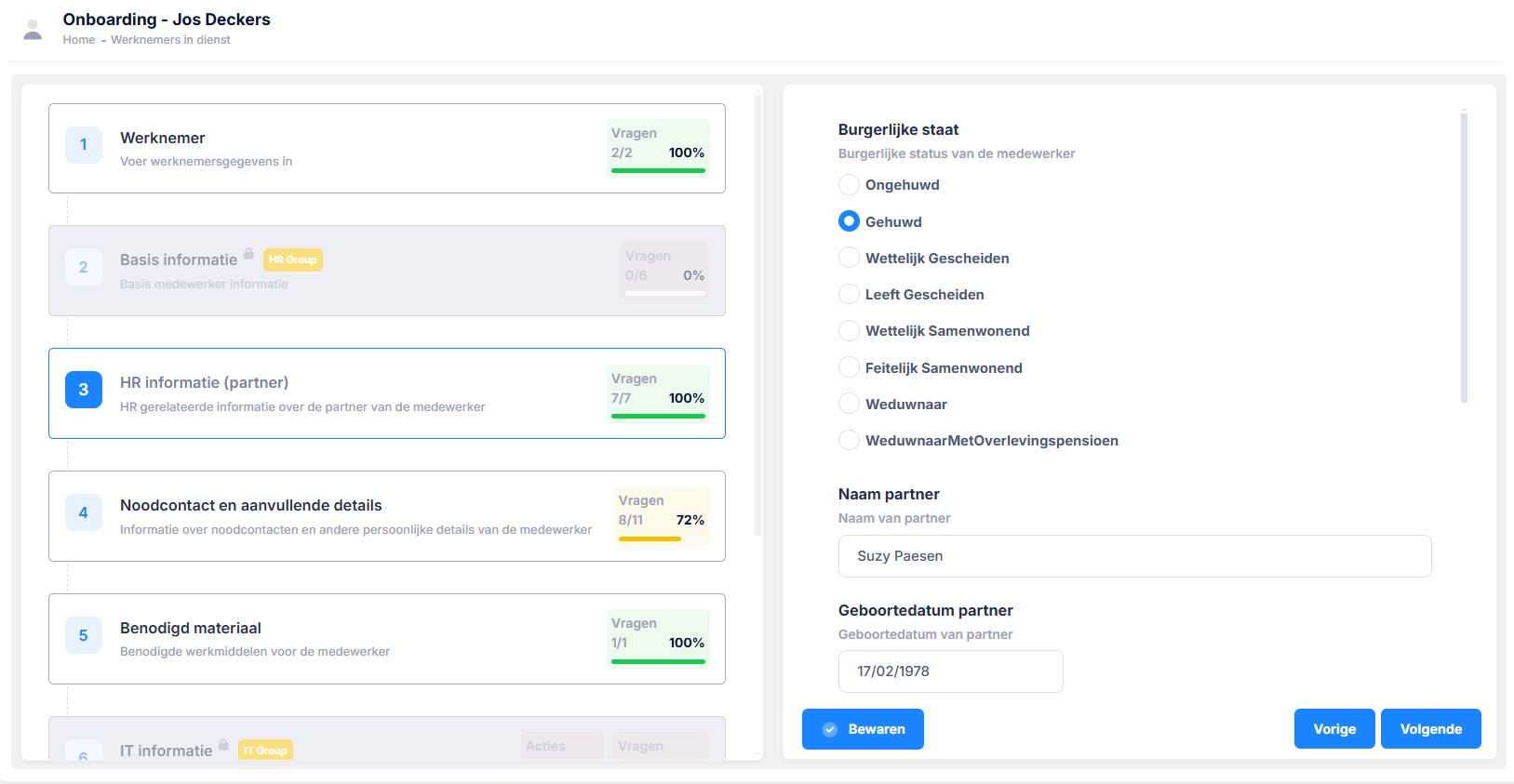FocusEmploy - Automatisatie in- en uitdiensttreding - screenshot Onboarding