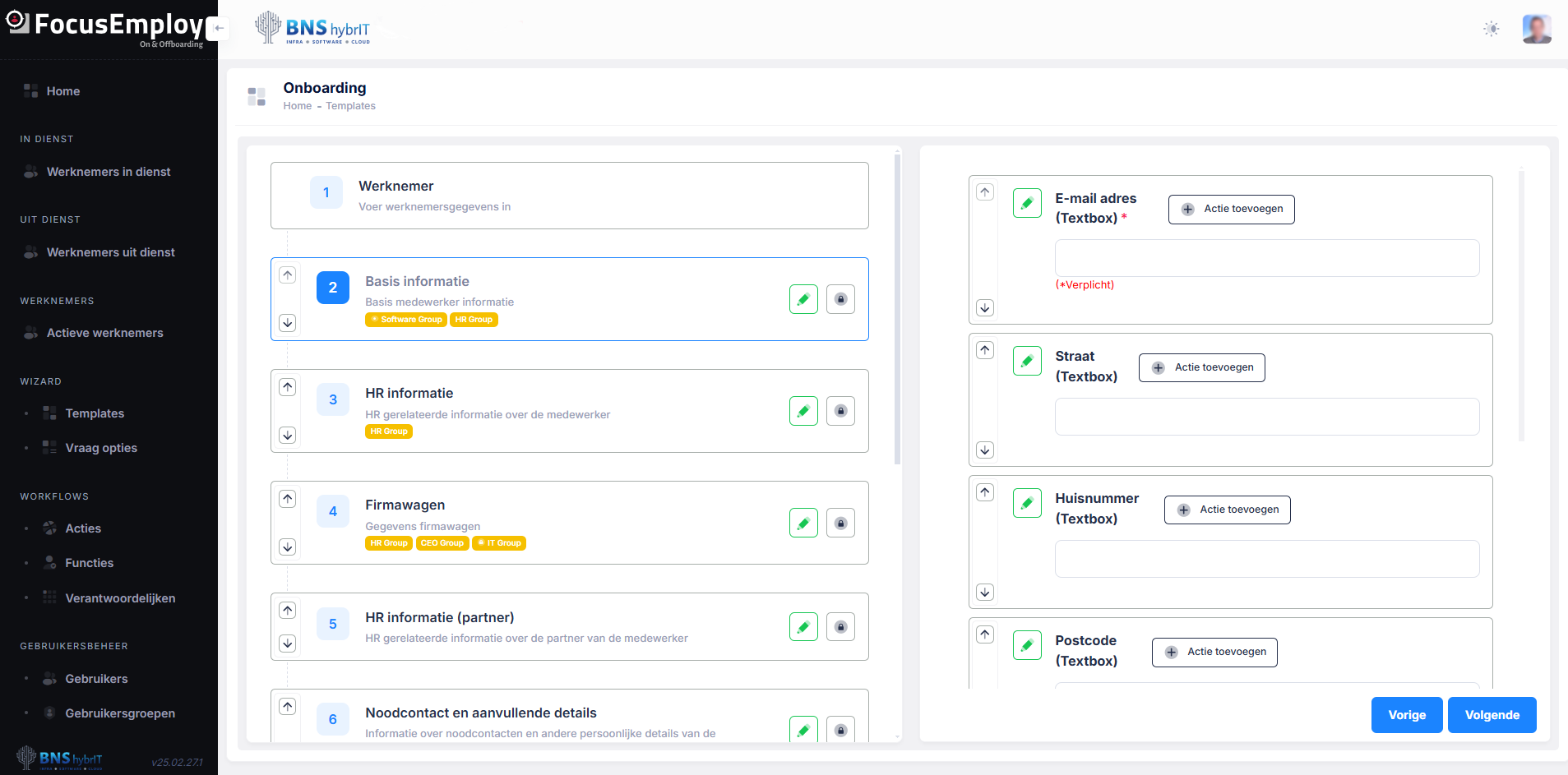 FocusEmploy - Automatisatie in- en uitdiensttreding - screenshot Onboarding
